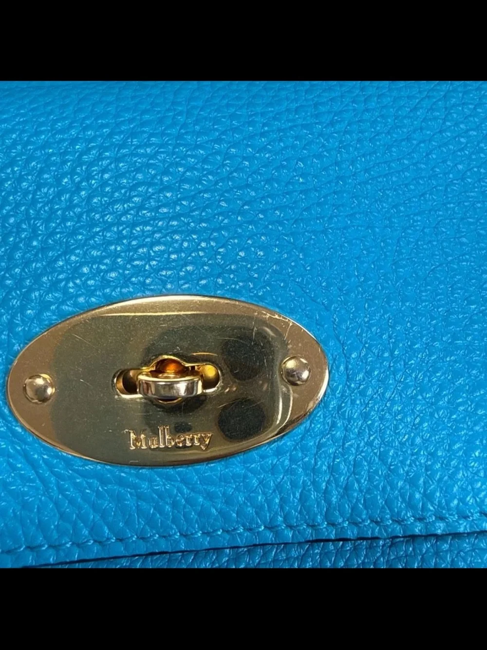 Mulberry Bright Blue Leather Crossbody with Gold Turn-Lock